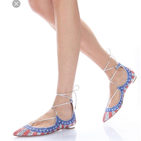 July 4th Aquazzura christy American flag flat